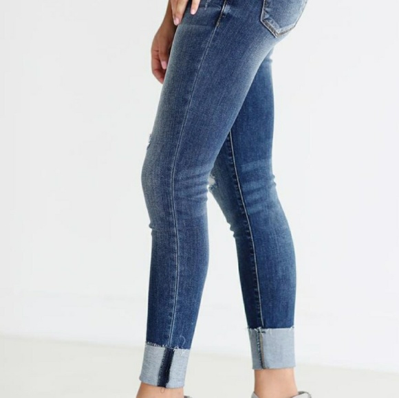 Dark Wash Cuffed Hem Skinny Jeans - Picture 4 of 4
